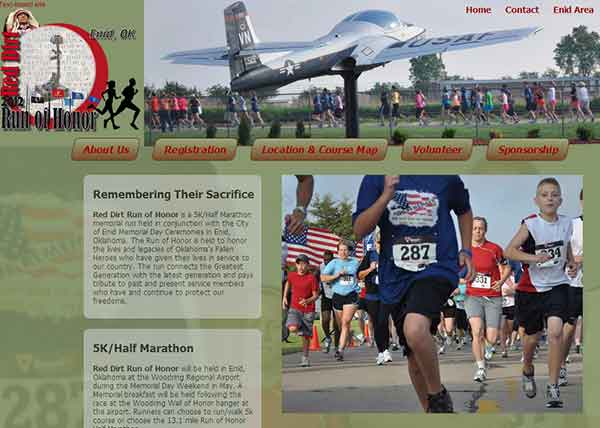 Red Dirt Run of Honor website screen shot 975 pixels wide